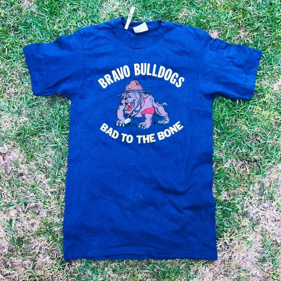 Vintage Hanes Bravo Bulldogs Blue Graphic Made in
